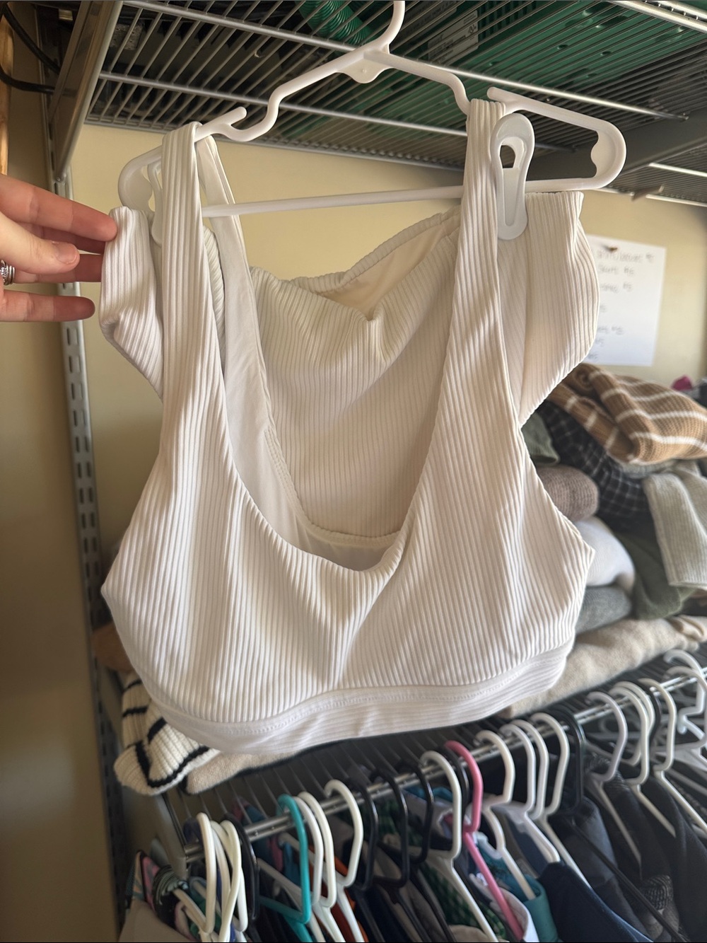 Classic White Ribbed Bikini Top — Scoop Front